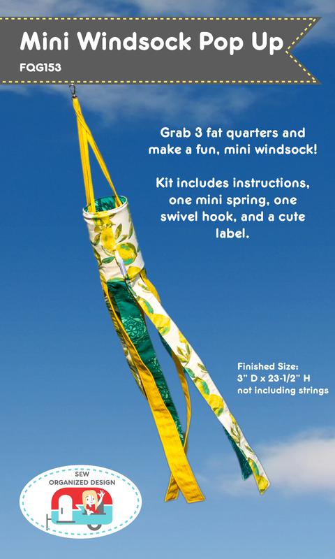 Cover image for the mini windsock pop up patter.  CLicking this link will take you to the sew organized design website's product page fort his pop up pattern